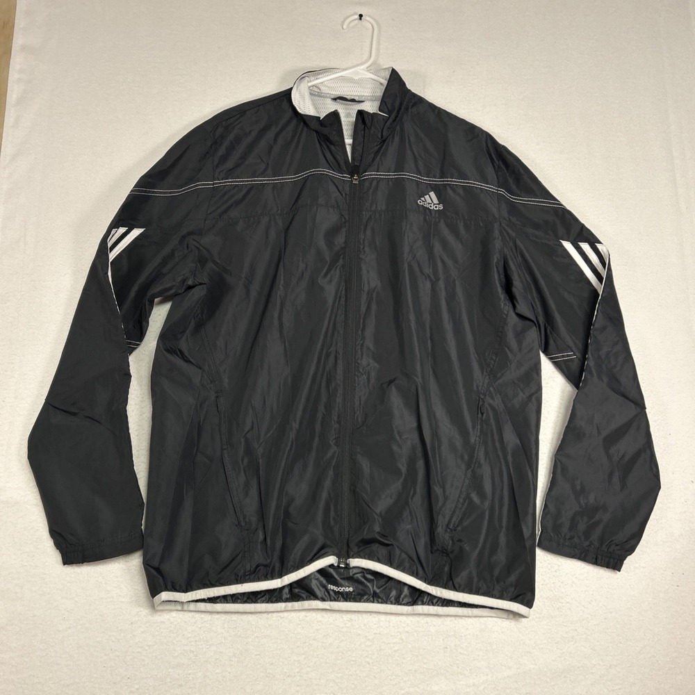 Adidas Wind Jacket Mens Large Black Climalite Response Full Zip D88342